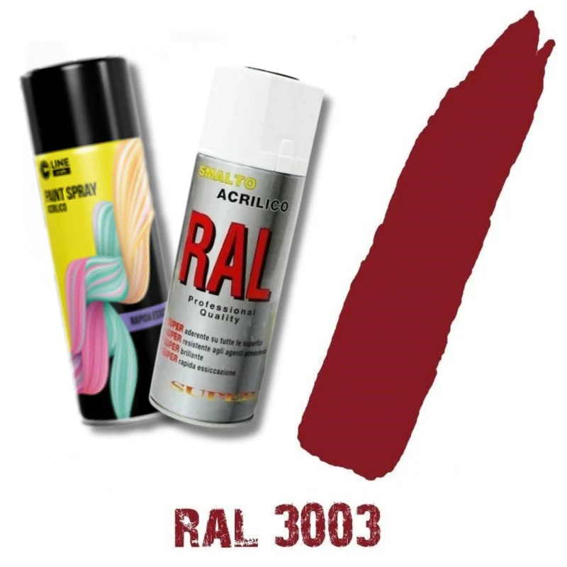 Bomboletta Spray Rosso Rubino Ral 3003 Acrilico Vernice Brillante Lucido