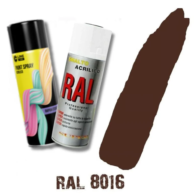 Bomboletta Spray Marrone Mogano Ral 8016 Acrilico Vernice Brillante Lucido Graffiti