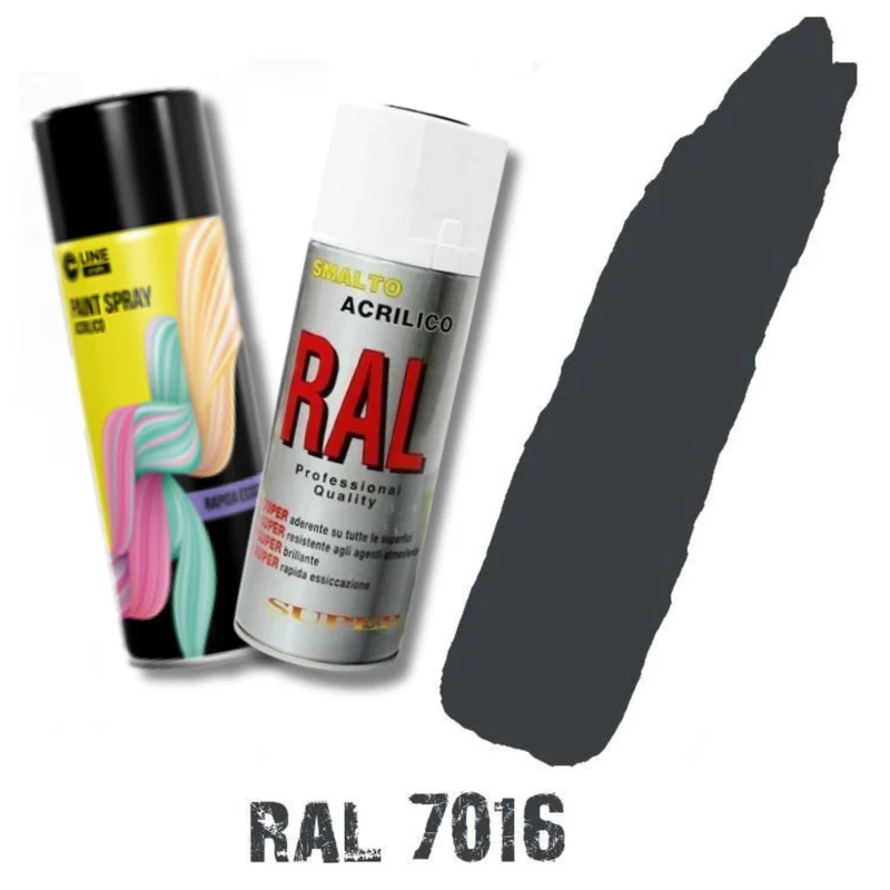 Bomboletta Spray Grigio Antracite Ral 7016 Acrilico Vernice Brillante Lucido