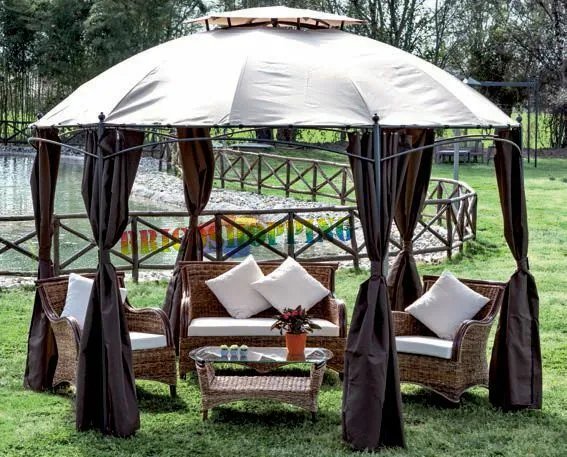 Set Teli Laterali Marroni Di Ricambio Per Gazebo Gotic Esagono 3,50