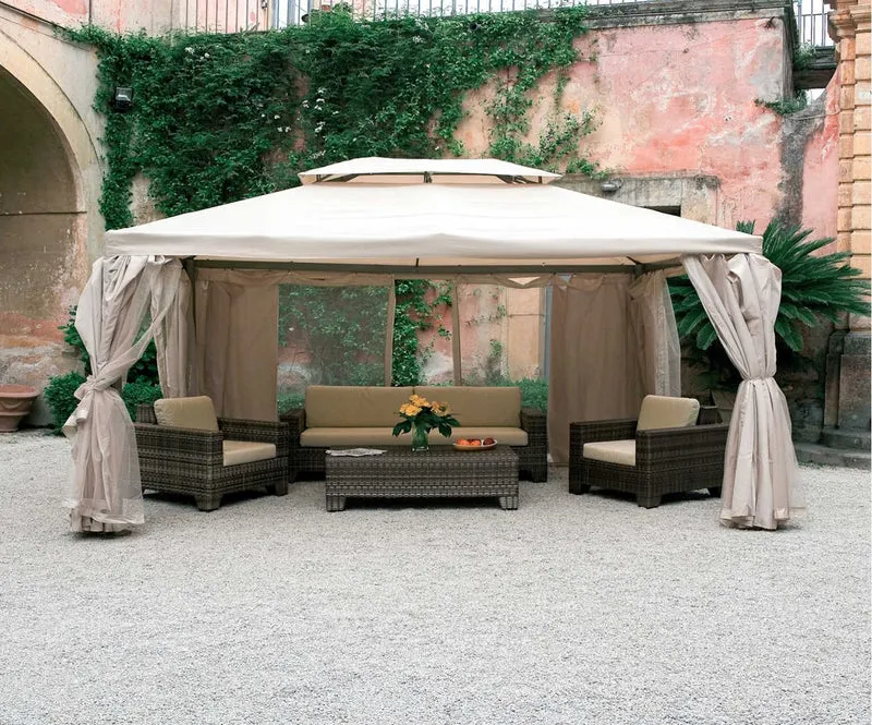 Gazebo Alluminio 3x4 Sahara Con Teli Laterali Zanzariere Giardino Top Air Vent