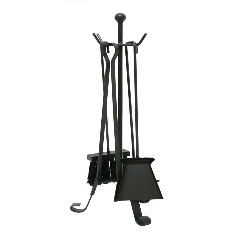 Set Kit Attrezzi Camino Ferro Battuto Terminio Piccolo H 50 4 Pz Stufa A Pellet