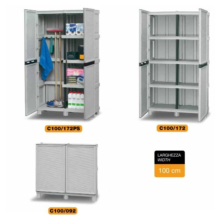 Armadio Resina Portascope Il Più Forte PVC Esterno 100x172x39 Porta Scope Italy