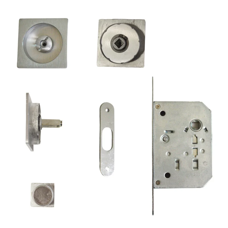 Kit Maniglia Porta Scorrevole Acciaio Cromo Satinato Quadrato Set Scrigno