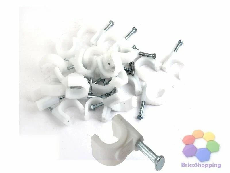 Fissacavi Pvc Con Chiodo Mm 6 Conf 80 Pz Ganci Con Chiodino Per Cavo Filo
