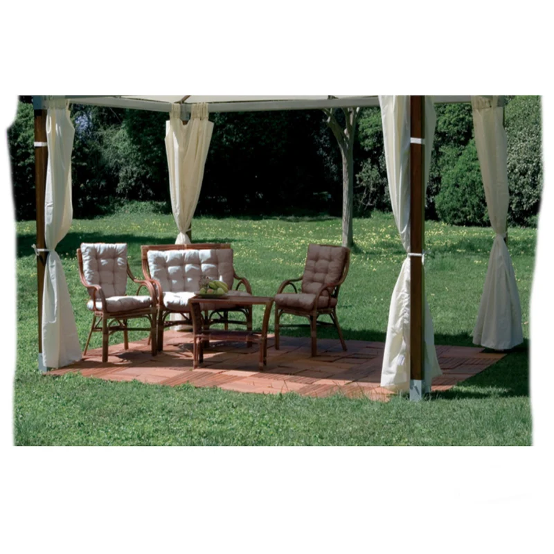 Set 4 Teli Laterali Ecru' Per Gazebo Alluminio 3x4 Top Di Gamma Pali Legno
