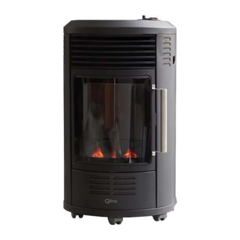 Stufa A Gas Gpl Da Interno 3,4 KW Effetto Camino Qlima GH8034R Nera