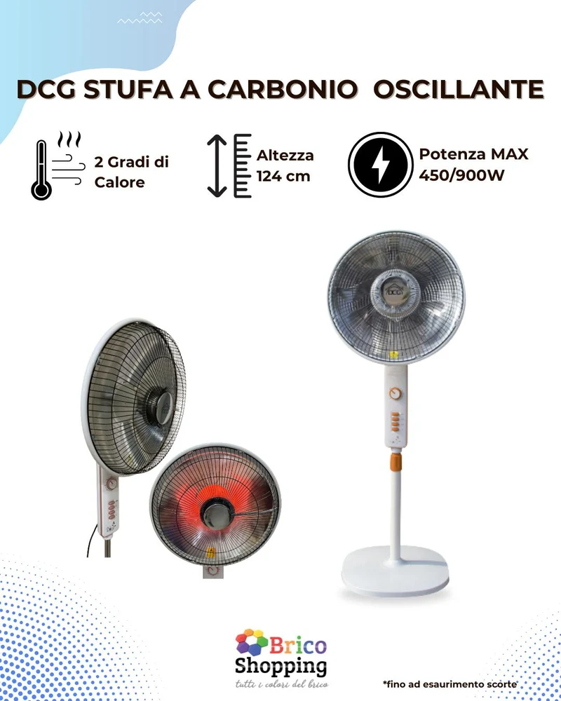 Stufa Al Carbonio Elettrica Basso Consumo Con Timer Oscillante (DCG9680) C-LINE