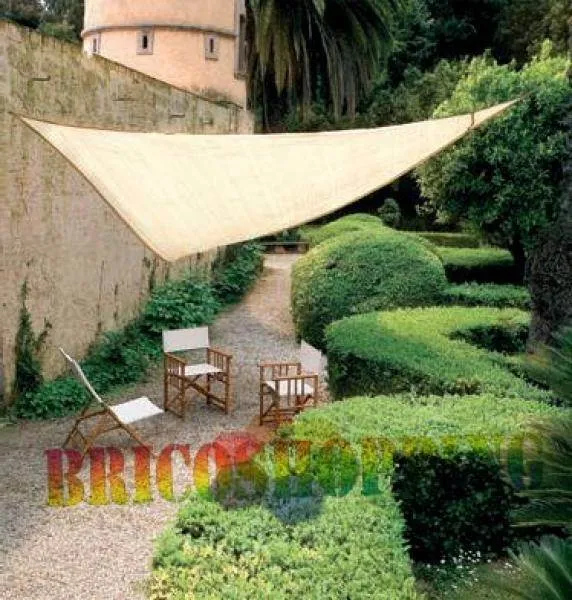 Telo Poliestere Vela Mt 5x5x5 Triangolare Beige Ecrù Ombreggiante