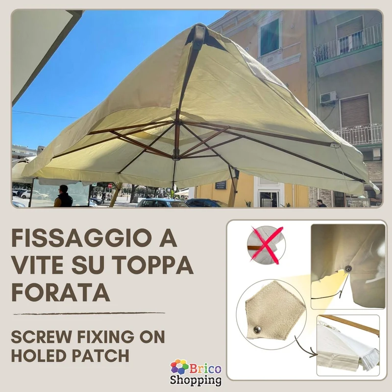 Top Telo Di Ricambio Superiore Per Ombrellone Decentrato 8 Stecche 410gr Alluminio 3x4