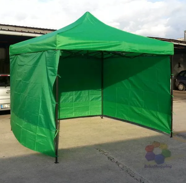 Gazebo Apertura Rapida 3x3 Bianco Verde Mercatini Fiere Con Teli Impermeabile