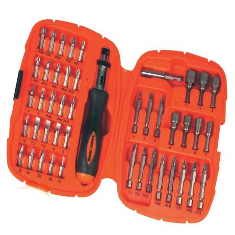 B&D A7039 Set 45 Pz Cacciavite A Cricchetto Inserti Corti E Lunghi Chiavi A Bussola