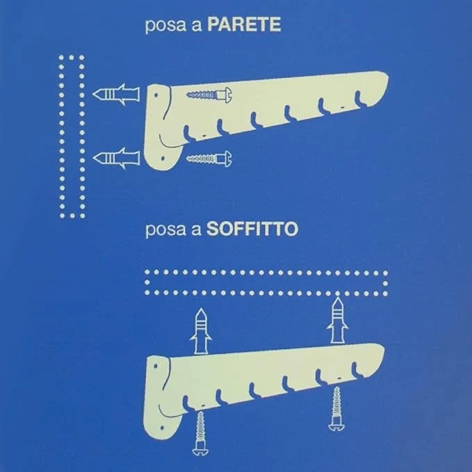 Stendibiancheria Saliscendi A Muro O Soffitto Salvaspazio Cm 120 Stendino Resina
