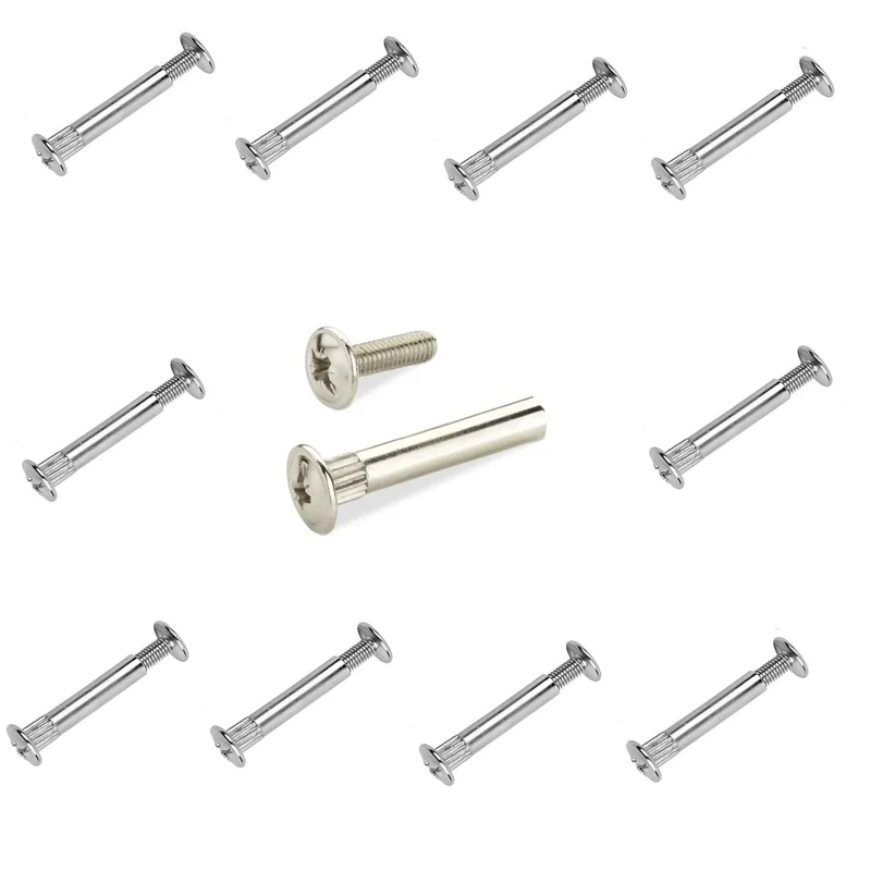Giunzione per Mobili mm 4 / 5 con vite Nickelata Cf 10 Pezzi stringe da 32 a 42 mm