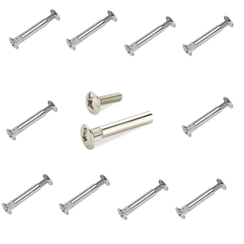 Giunzione per Mobili mm 4 / 5 con vite Nickelata Cf 10 Pezzi stringe da 32 a 42 mm