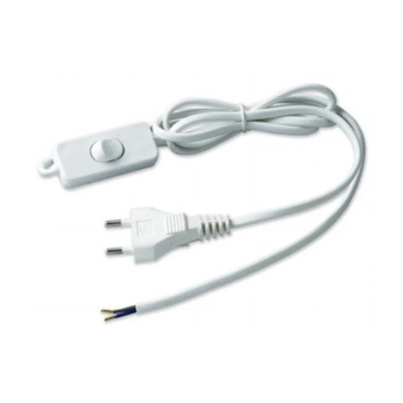 Cavo Elettrico Spina ed Interruttore Bianco Premontato Mt 1,5 sezione 2x0,75