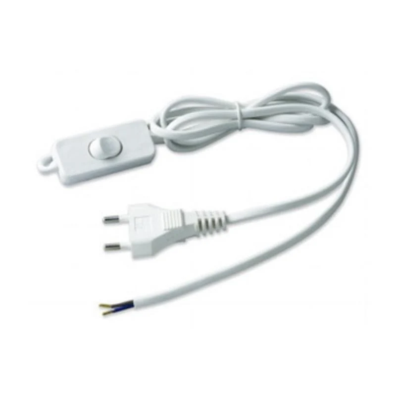 Cavo Elettrico Spina ed Interruttore Bianco Premontato Mt 1,5 sezione 2x0,75