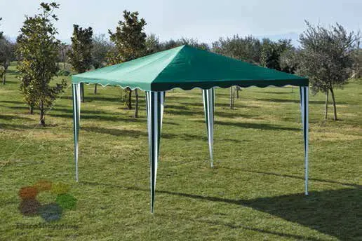 Gazebo In Poliestere Mt.2x2 Verde Struttura In Acciaio Tubolare Terrazza Balcone Giardino