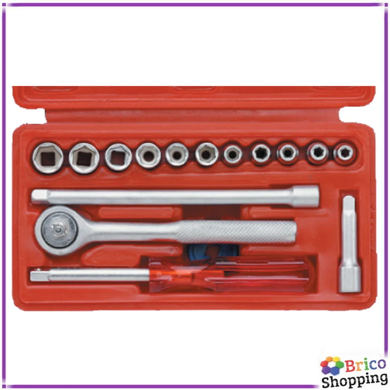 Set 17 Chiavi A Bussola Gr 1/4" 4 - 13 Mm Cromo Vanadium Con Cassetta