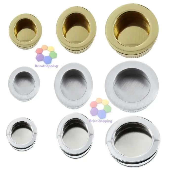 Placca Tonda Maniglia Incasso Scorrevole Mm26 35 40 48 Cromo Satinato Lucido Oro
