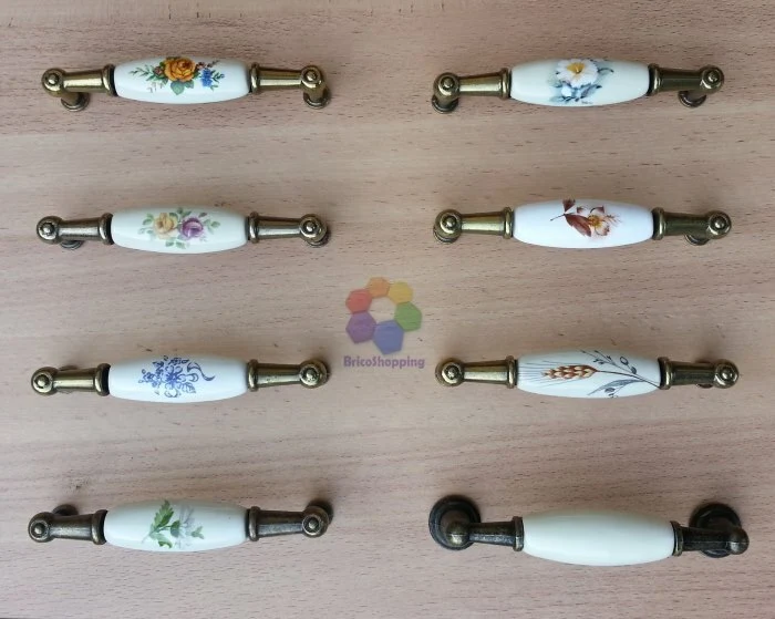 MANIGLIETTA PORCELLANA CASSETTI CUCINA ARMADI 96 MM ANTICATA CERAMICA
