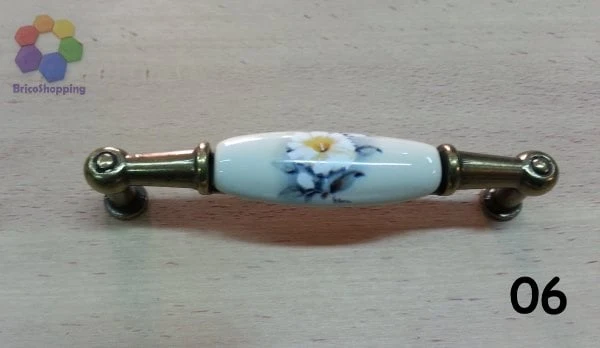 MANIGLIETTA PORCELLANA CASSETTI CUCINA ARMADI 96 MM ANTICATA CERAMICA