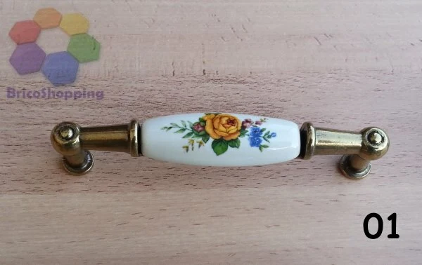 MANIGLIETTA PORCELLANA CASSETTI CUCINA ARMADI 96 MM ANTICATA CERAMICA