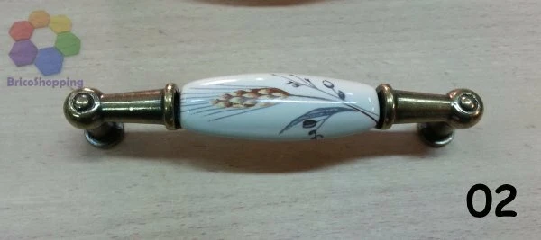 MANIGLIETTA PORCELLANA CASSETTI CUCINA ARMADI 96 MM ANTICATA CERAMICA