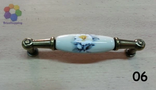 MANIGLIETTA PORCELLANA CASSETTI CUCINA ARMADI 96 MM ANTICATA CERAMICA