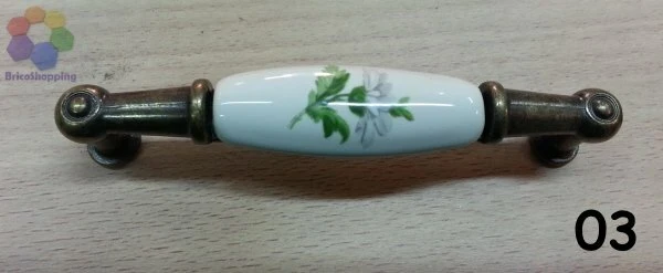 MANIGLIETTA PORCELLANA CASSETTI CUCINA ARMADI 96 MM ANTICATA CERAMICA