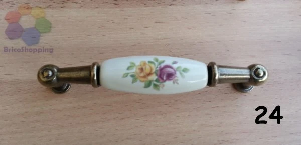 MANIGLIETTA PORCELLANA CASSETTI CUCINA ARMADI 96 MM ANTICATA CERAMICA
