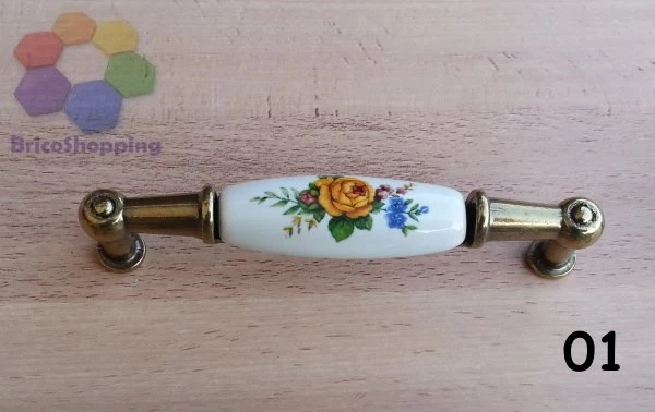 MANIGLIETTA PORCELLANA CASSETTI CUCINA ARMADI 96 MM ANTICATA CERAMICA