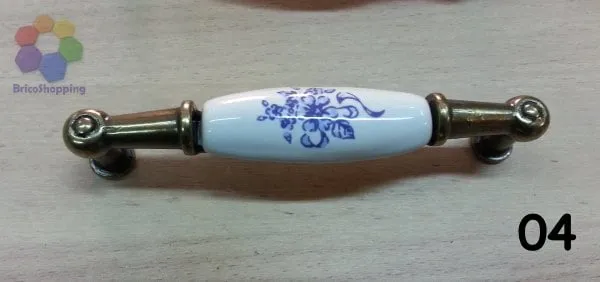 MANIGLIETTA PORCELLANA CASSETTI CUCINA ARMADI 96 MM ANTICATA CERAMICA