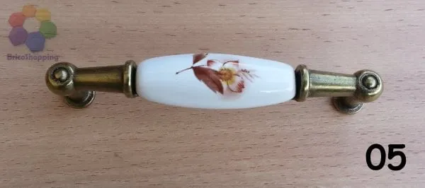 MANIGLIETTA PORCELLANA CASSETTI CUCINA ARMADI 96 MM ANTICATA CERAMICA