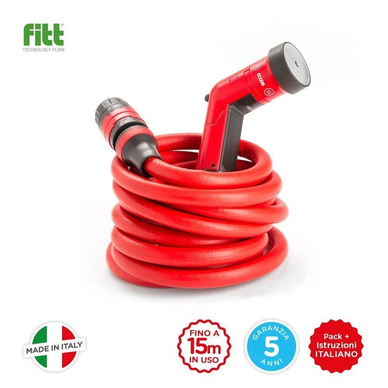 Set Tubo Giardino Yoyo Yo Yo Allungabile 15 Mt Pompa Per Innaffiare Estensibile Made In Italy