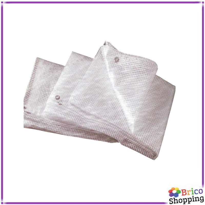 Telone Occhiellato Bianco Telato Cristal Telo Occhielli 3x4 Impermeabile 180grmq