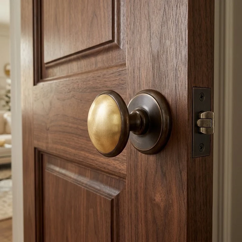 Pomo per Porta Blindata d'entrata Pomolo per Portoncino Portone Bronzo Graffiato in Ottone