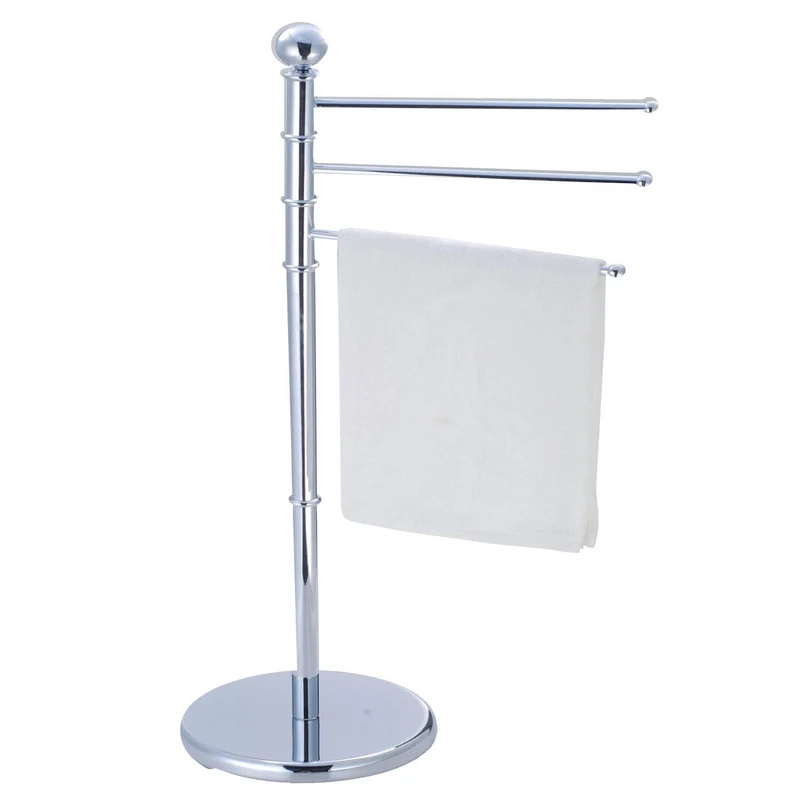 Piantana Porta Asciugamano Bagno Cromo 3 Bracci Snodo H90 Portasciugamano