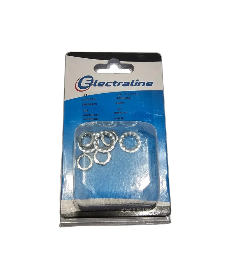 Set 4 Rondelle Zigrinate + 4 Dadi Per Tubo Filettato Per Lampadari