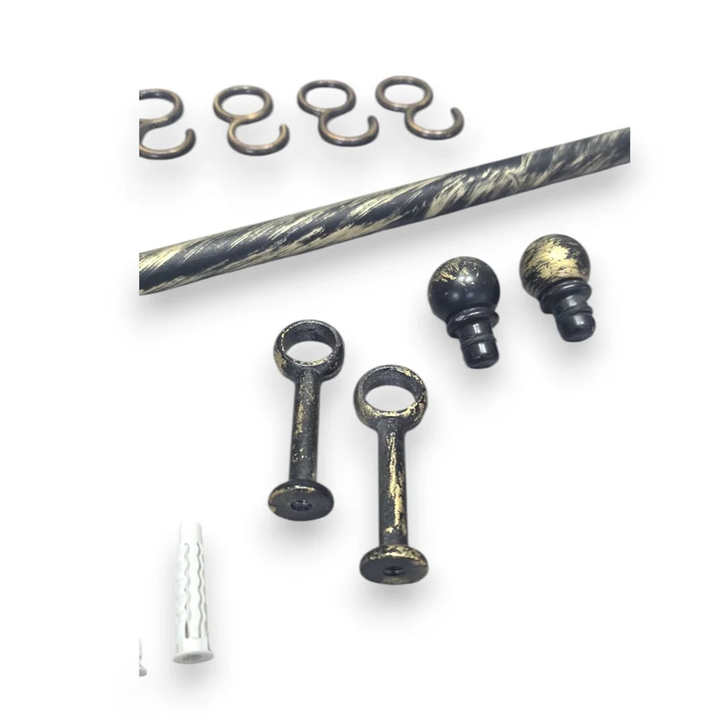 Asta Sottopensile Sotto Pensili Porta Mestoli Con 5 Ganci Cm 90 Ferro Batturo Nero/ Oro 12mm
