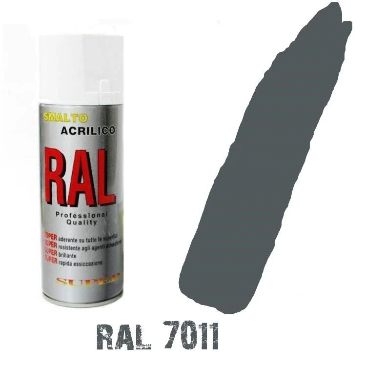 Bomboletta Spray Grigio Topo Ral 7011 Acrilico Vernice Brillante Lucido Rapida Essicazione