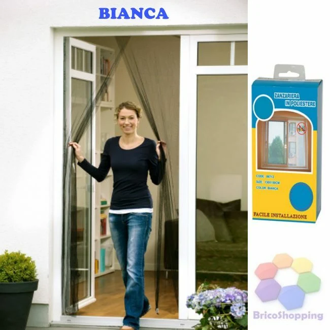 Zanzariera Poliestere Con Strappo Balcone 150x250 2x75x250 Bianca