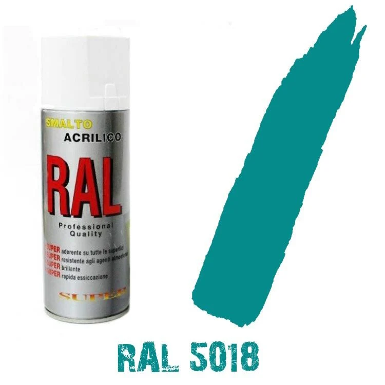 Bomboletta Spray Ral 5018 Blu Turchese Acrilico Vernice Brillante Lucido Graffiti