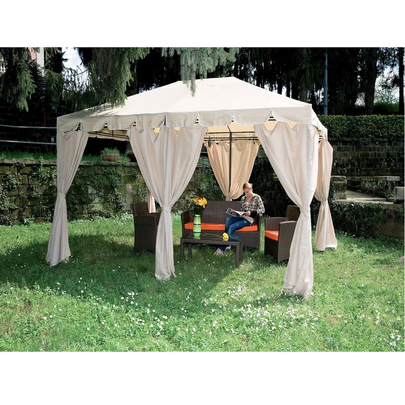 Gazebo Da Giardino In Metallo 3x4 Armonia Con Teli Laterali