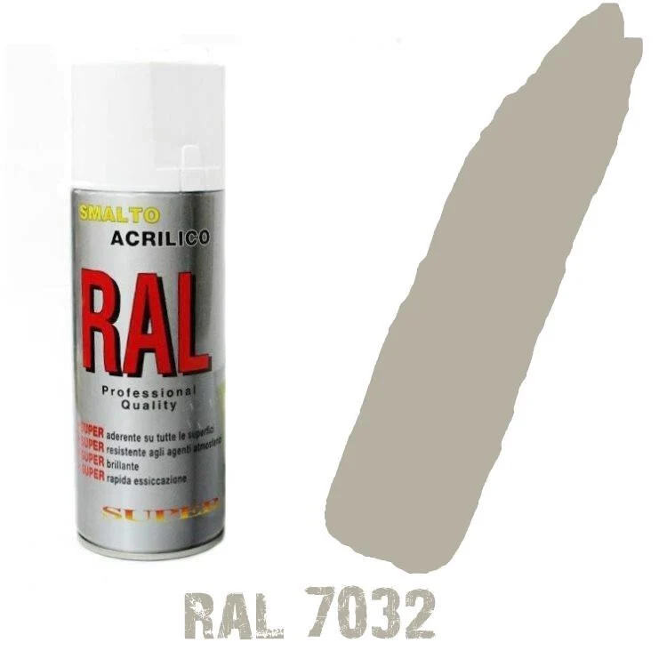 Bomboletta Spray Grigio Siliceo Ral 7032 Acrilico Vernice Brillante Lucido Rapida Essicazione