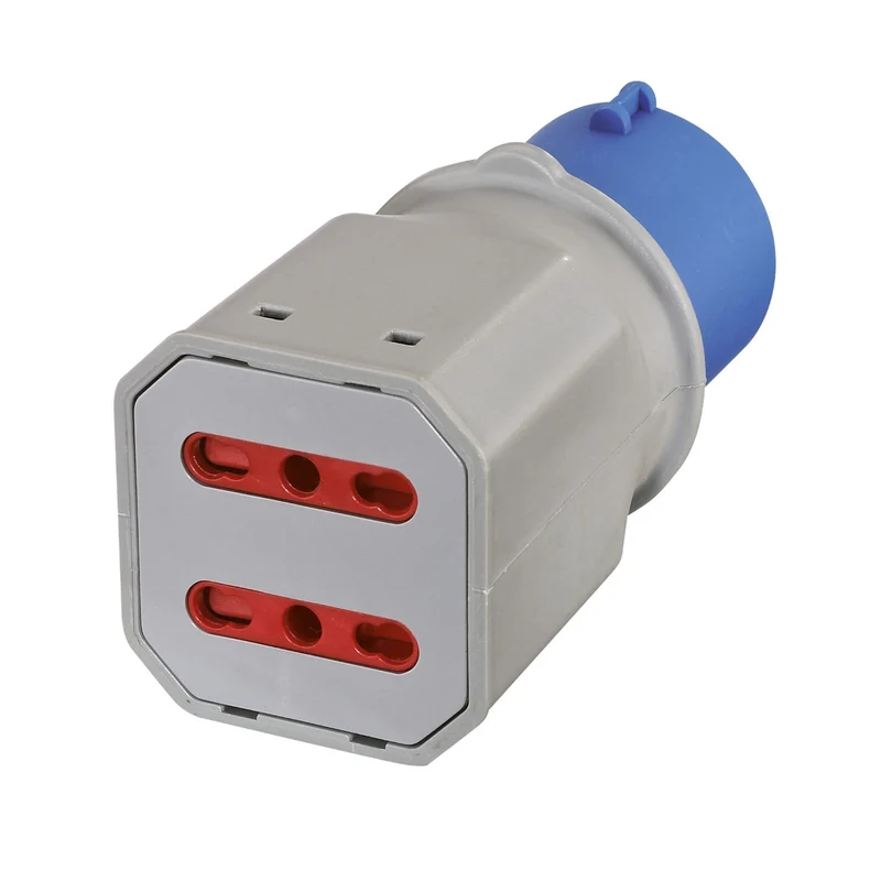 Adattatore Doppio Riduzione Riduttore Industriale Spina 16a / Presa 16a Cee 220v