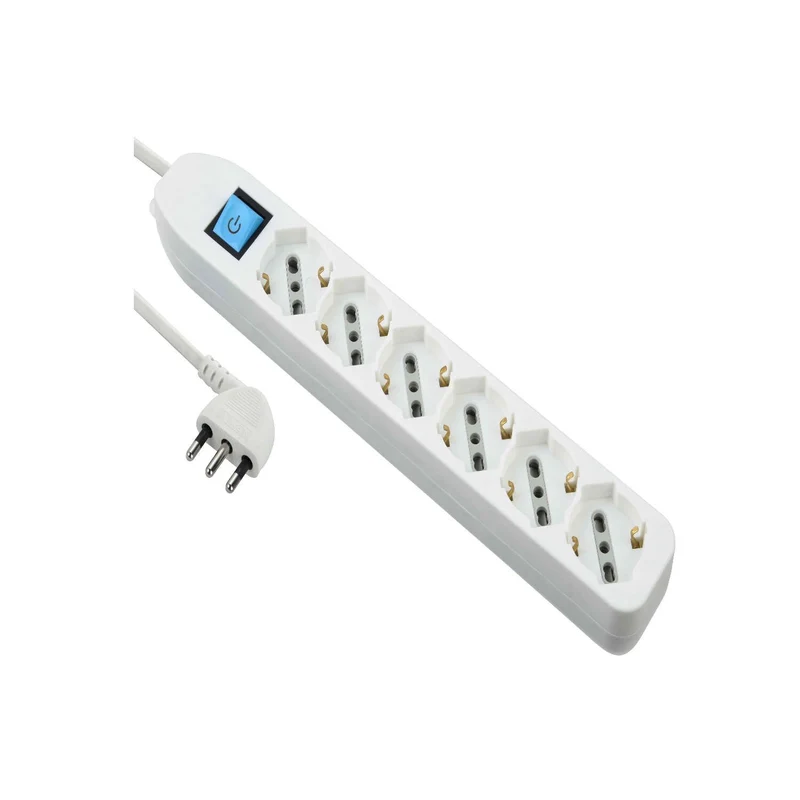 Multipresa Ciabatta 6p Bipasso E Schuko Con Interruttore Luminoso
