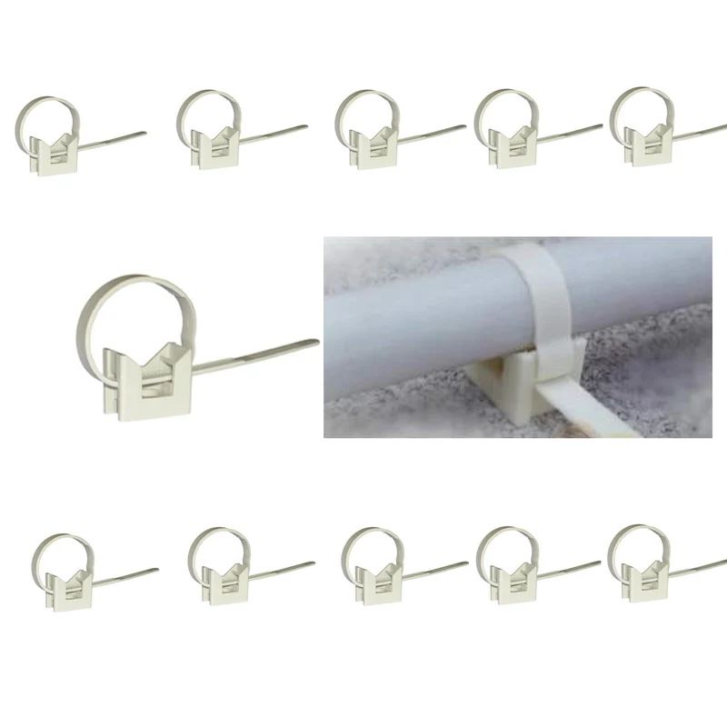10 Fascette in Nylon Con Base Forata Per Tasselli Per Tubi Diametro 16-32