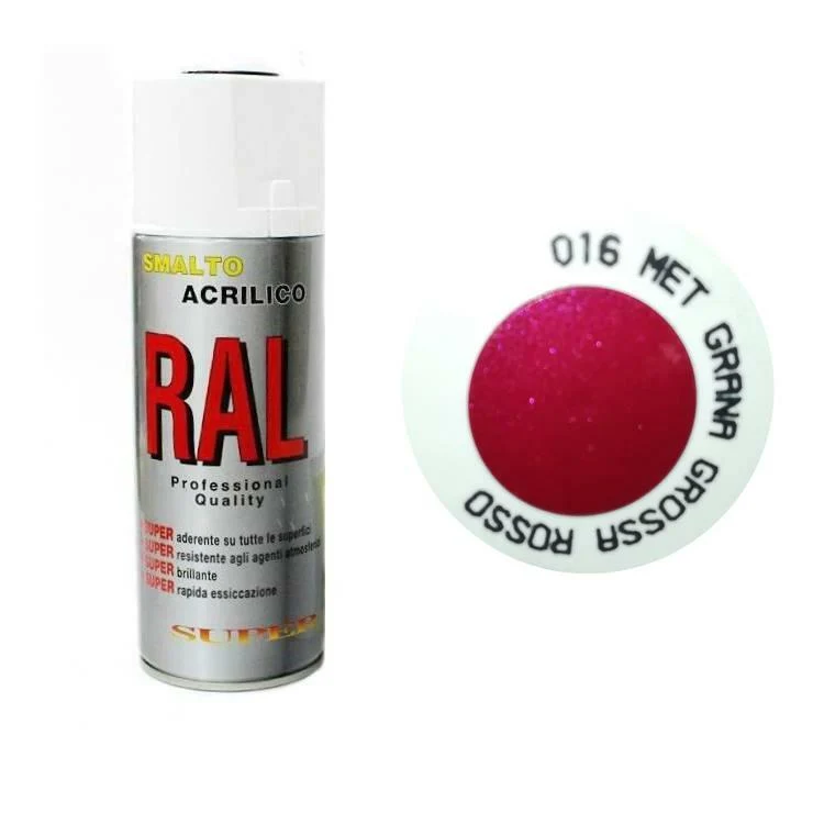 Bomboletta Spray Metallizzato Rosso Grana Grossa Acrilico Diamantato