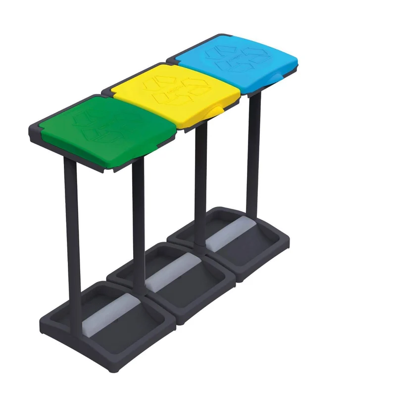 Pattumiera Portasacchi A Tre Coperchi In Pvc Per Sacchi 80/110 Lt 3 Posti